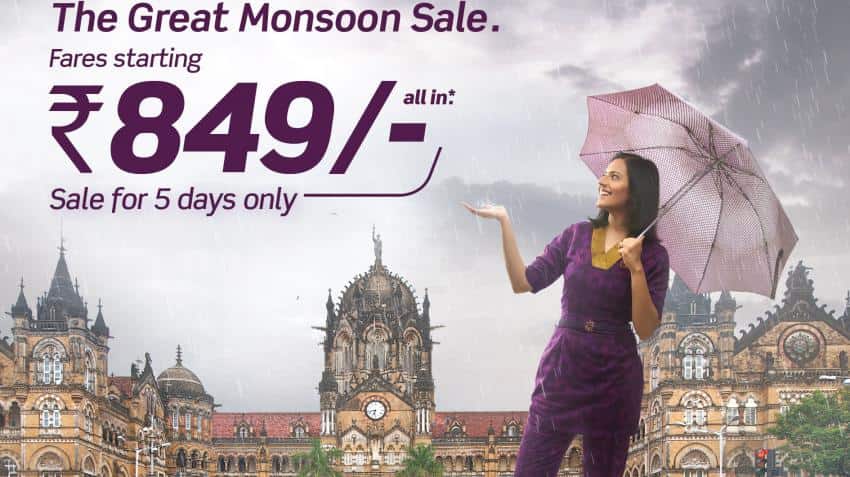 After IndiGo now Vistara announces Great Monsoon Sale; fares starting at Rs 849 After IndiGo now Vistara announces Great Monsoon Sale; fares starting at Rs 849
