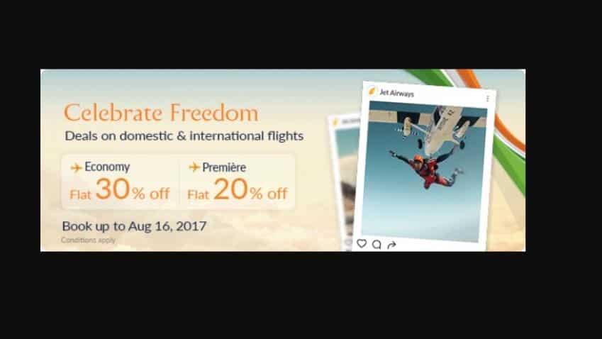 Jet Airways Independence Day sale; offers discounts on economy, business class fares