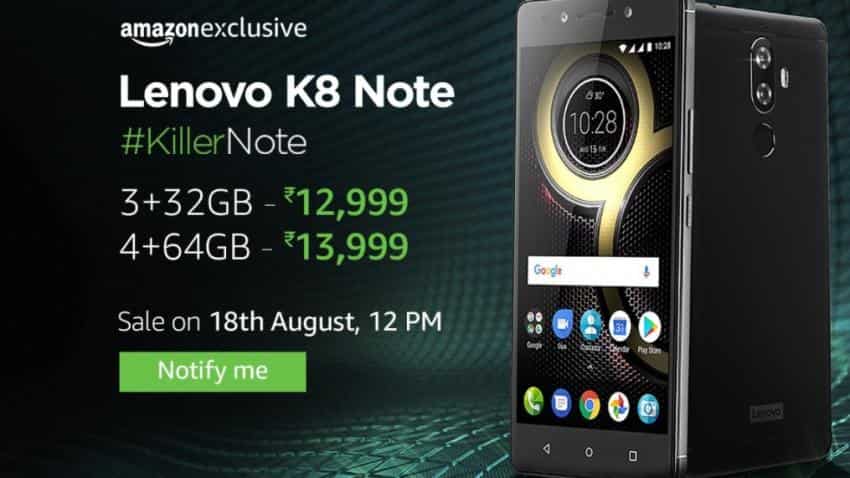 Amazon Exclusive: Lenovo K8 Note to go on sale tomorrow