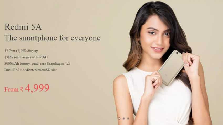 Xiaomi launches Redmi 5A 2GB at Rs 4,999; first on sale on Flipkart on December 7 Xiaomi launches Redmi 5A 2GB at Rs 4,999; first on sale on Flipkart on December 7
