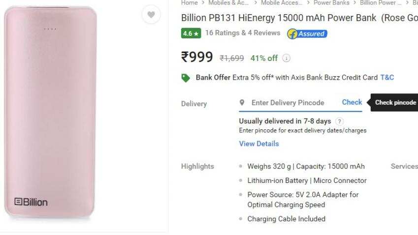 Billion launches power banks for Indian customers on Flipkart