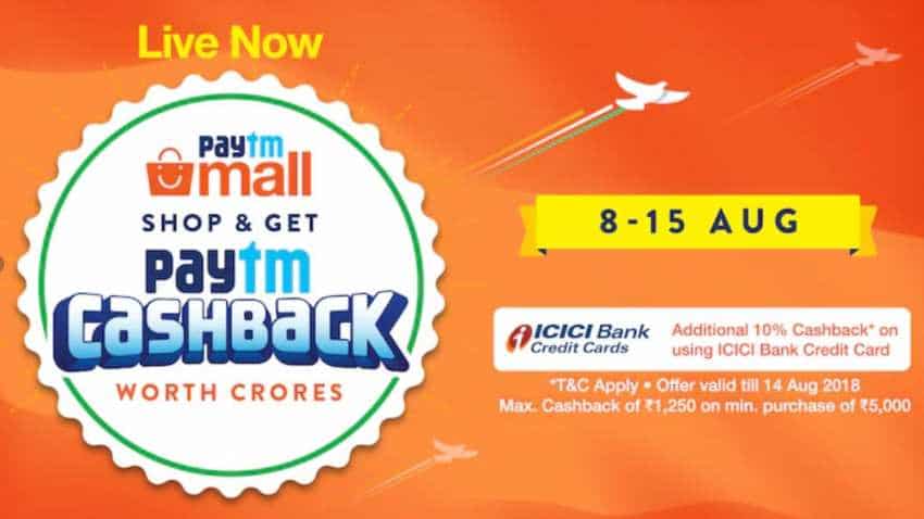 Paytm Mall Freedom Cashback sale: Rs 10,000 cashback, 70% discount available; Re 1 deals on offer too