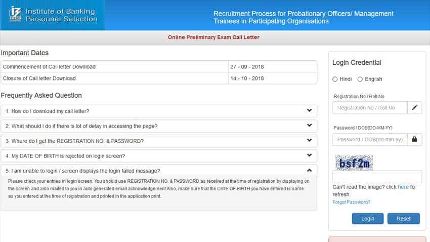IBPS PO Admit Card 2018 released at ibps.in; all details here