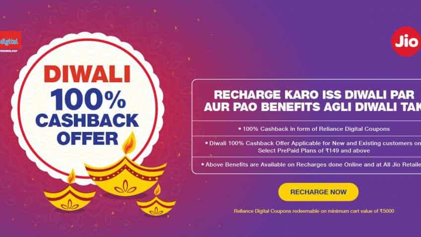 Diwali offer! Did you do any of these Reliance Jio&#039;s prepaid recharge plans; Guess what! You earn 100% cashback