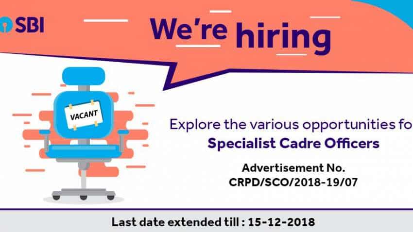 SBI Specialist Cadre Officers recruitment: Hurry up! Apply for senior manager to marketing executive posts at SBI; know salary, fees, all details here SBI Specialist Cadre Officers recruitment: Hurry up! Apply for senior manager to marketing executive posts at SBI; know salary, fees, all details here