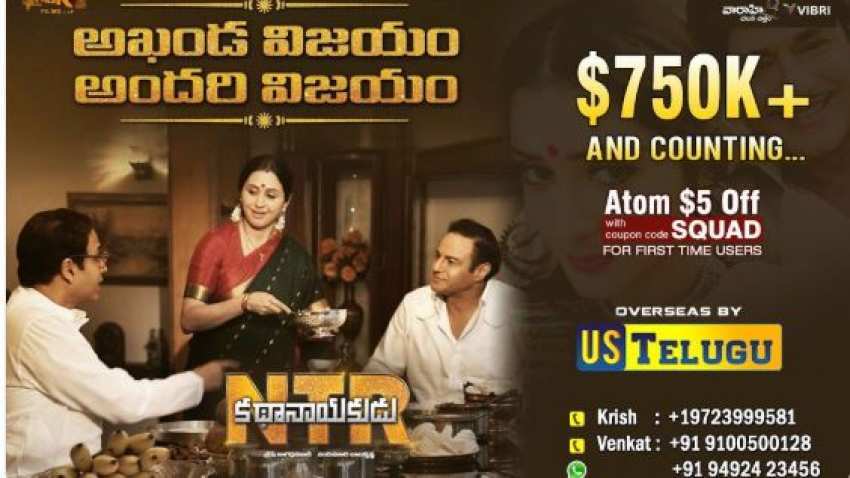  NTR Kathanayakudu box office collection day 4 worldwide: Balakrishna, Vidya Balan starrer set to cross $1 million dollar mark in US