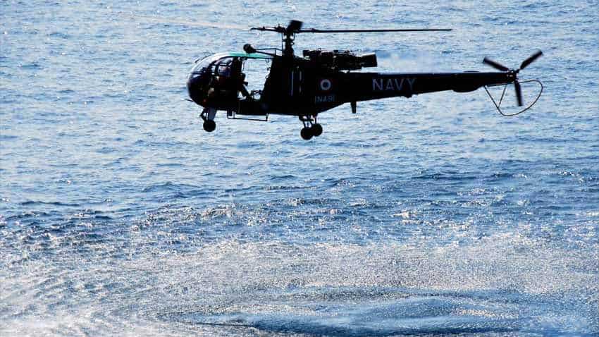 Indian Navy aircrew lands malfunctioning Chetak chopper in middle of Arabian Sea; egresses safely Indian Navy aircrew lands malfunctioning Chetak chopper in middle of Arabian Sea; egresses safely