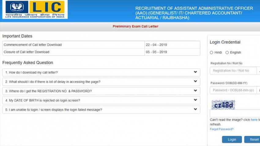 LIC Administrative Officer Recruitment 2019: AAO admit card released; download link here LIC Administrative Officer Recruitment 2019: AAO admit card released; download link here