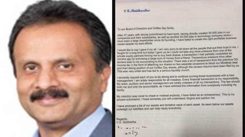 VG Siddhartha missing case: From harassment to unfair treatment, startling claims made in the letter VG Siddhartha missing case: From harassment to unfair treatment, startling claims made in the letter