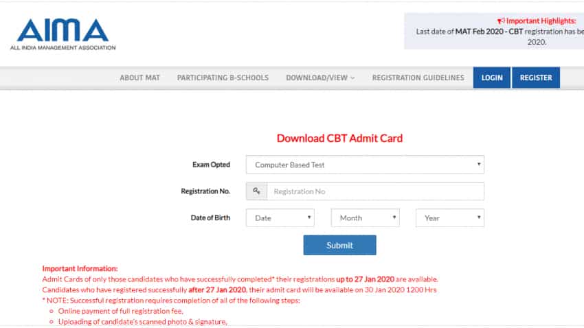 Mat Admit Card 2020 Released Visit Mat Aima In Zee Business