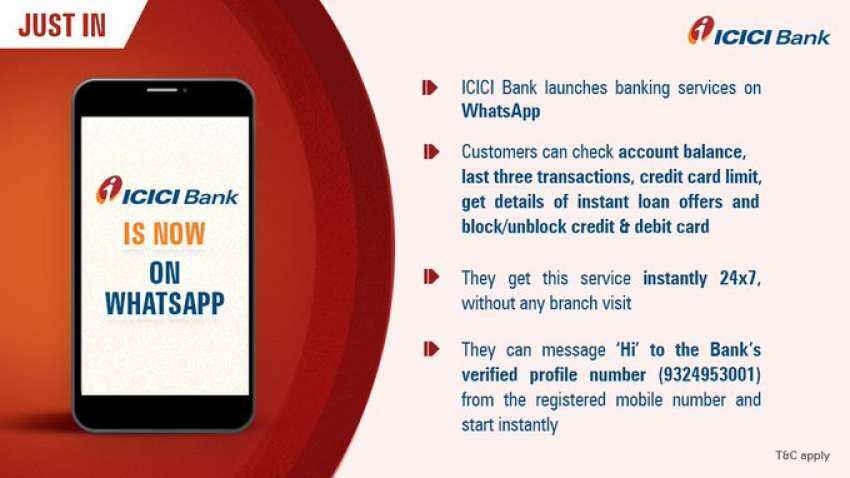 ICICI Bank WhatsApp banking services launched today! Here is full list of services account holders can avail