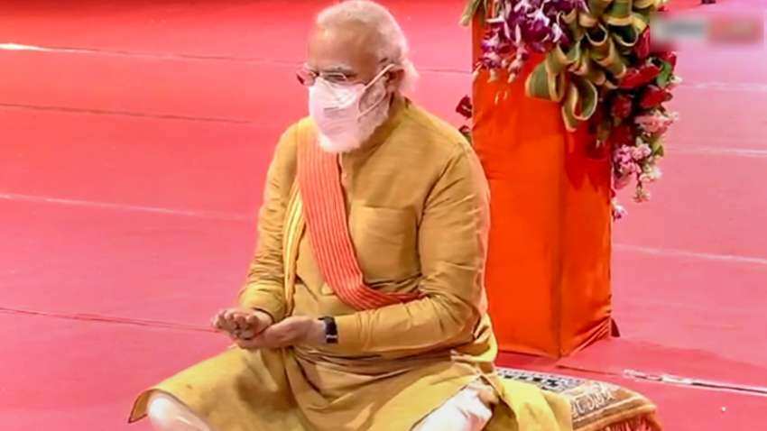 PM Narendra Modi creates history, lays foundation stone of Ram Temple in Ayodhaya; bhumi pujan completed PM Narendra Modi creates history, lays foundation stone of Ram Temple in Ayodhaya; bhumi pujan completed