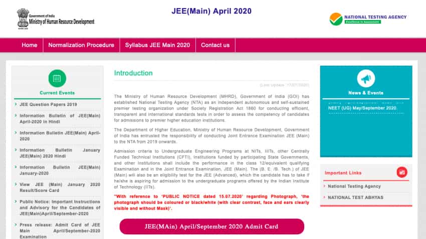 JEE Main result 2020 out today at jeemain.nic.in: Here is how to check 
