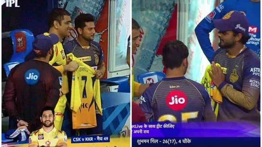 Once a legend, always a legend: MS Dhoni gifts number 7 jersey to Nitish Rana, Kuldeep Yadav; clip goes viral 