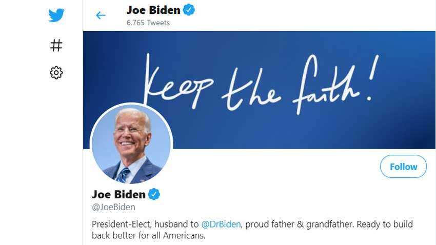 Joe Biden changes his Twitter profile, after beating ...