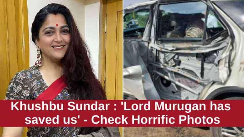 Actress Khushbu Sundar accident: Huge tanker crashes into car on way to BJP meet, says 'Lord Murugan has saved us' - check horrific photos Actress Khushbu Sundar accident: Huge tanker crashes into car on way to BJP meet, says 'Lord Murugan has saved us' - check horrific photos