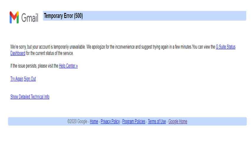 Gmail not working? Google email down? Are you too getting Temporary Error (500) on logging in?