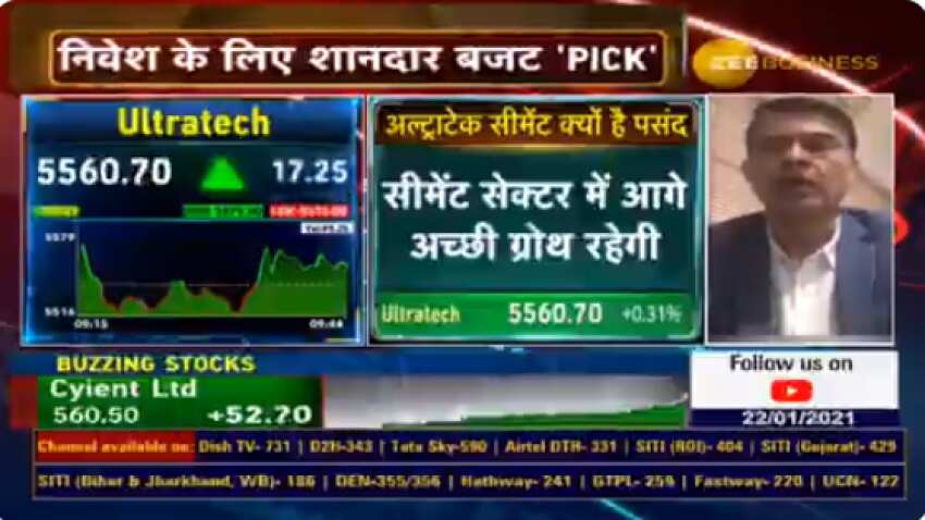 Budget 2021 Stocks With Anil Singhvi – Ultratech Cement is a TOP stock from budget standpoint, says Hemang Jani; 14-16 pct upside seen