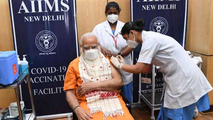 PM Modi takes second dose of COVID-19 vaccine at AIIMS; Elated, memorable moment, say nurses PM Modi takes second dose of COVID-19 vaccine at AIIMS; Elated, memorable moment, say nurses