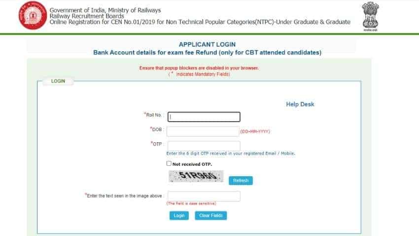 RRB NTPC Fee Refund: Link to submit bank account details OPEN, see HOW to submit, last date - find DETAILS here