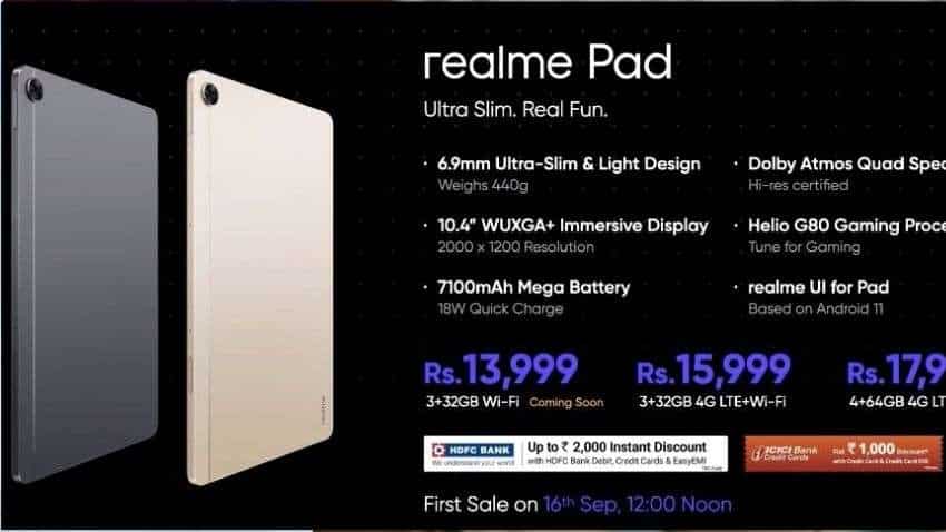 realme Pad (3GB + 32GB) Wi-Fi Real Gold Tablet, Mobile