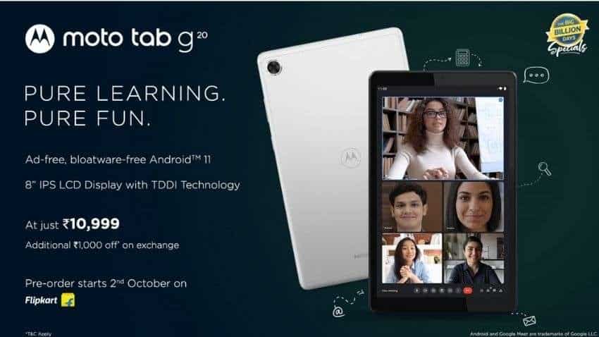 Moto Tab G20 tablet with 5,100mAh battery launched at Rs 10,999 in India: Check features, availability, bank offers and more
