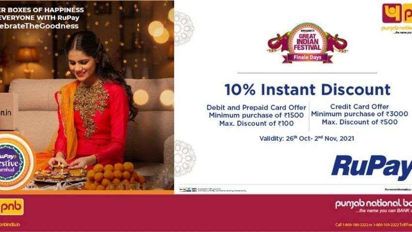 Amazon Great Indian Festival: Punjab National Bank offers 10% instant discount on credit, debit cards - Check complete details here Amazon Great Indian Festival: Punjab National Bank offers 10% instant discount on credit, debit cards - Check complete details here