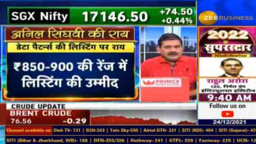 Data Patterns IPO Listing: Shares expected to list in Rs 850-900 range against issue price of Rs 585, says Anil Singhvi 
