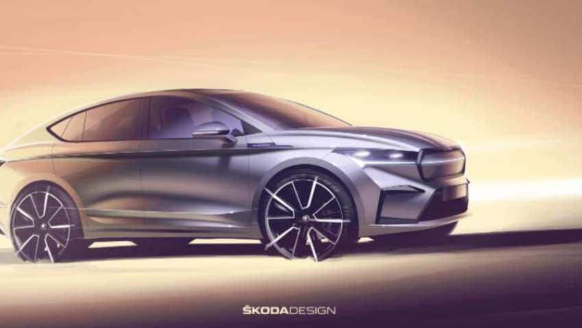 First glimpse of new Skoda Enyaq Coupe iV revealed; world premiere of first electric model on this date
