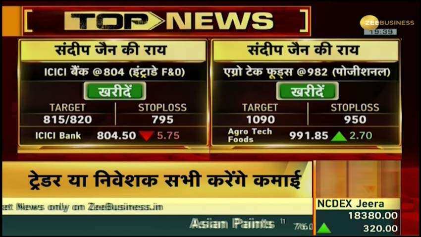 Stock to Buy: Analyst Sandeep Jain recommends ICICI Bank, Agro Tech Foods as his intraday, positional picks for Monday Stock to Buy: Analyst Sandeep Jain recommends ICICI Bank, Agro Tech Foods as his intraday, positional picks for Monday