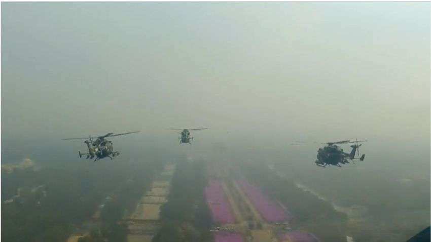 WATCH: Cockpit view of Rudra formation comprising 2 Dhruv helicopters and 2 ALH Rudra Helicopters