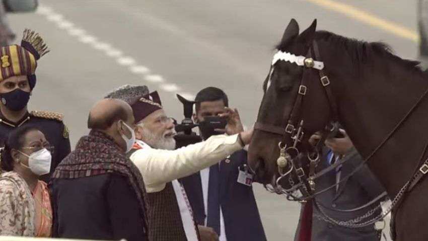 President's bodyguard horse retires! Ram Nath Kovind, Narendra Modi and Rajnath Singh bid farewell to Virat at R-Day Parade President's bodyguard horse retires! Ram Nath Kovind, Narendra Modi and Rajnath Singh bid farewell to Virat at R-Day Parade