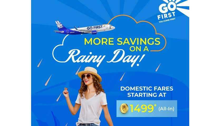 Domestic Flights Offers: GO FIRST Monsoon Sale - Fares starting at Rs 1,499 | Dates, how to book online and more Domestic Flights Offers: GO FIRST Monsoon Sale - Fares starting at Rs 1,499 | Dates, how to book online and more