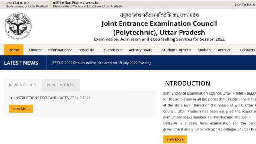 JEECUP Polytechnic result 2022: UP Polytechnic results to be declared today at jeecup.admissions.nic.in