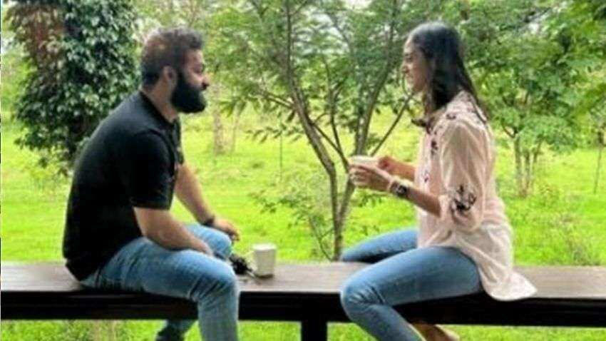 Jr. NTR and his wife Lakshmi Pranathi: Laughing together! This candid photo is GOING VIRAL