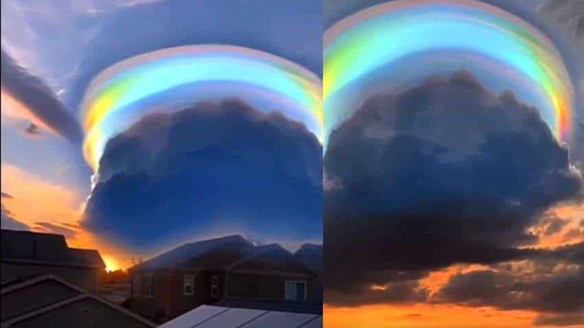 Rare rainbow-like cloud appears in sky in China&#039;s Haikou | VIDEO