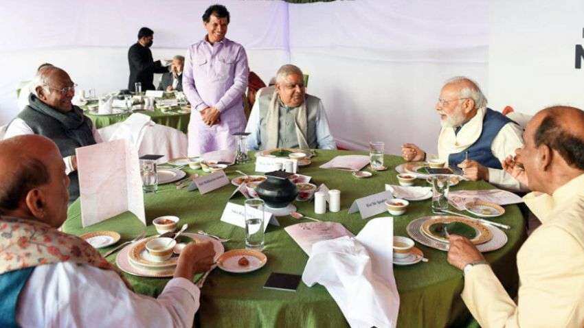 PM Modi, Congress chief Mallikarjun Kharge enjoy millet lunch at Parliament