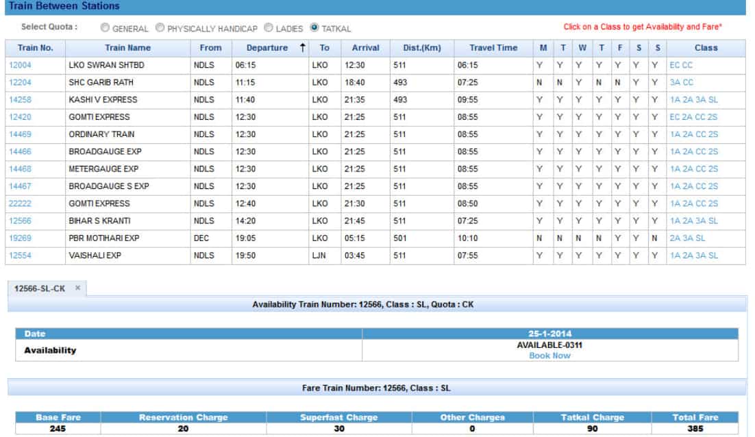 irctc tatkal timings