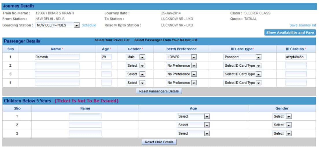 tatkal ticket timing